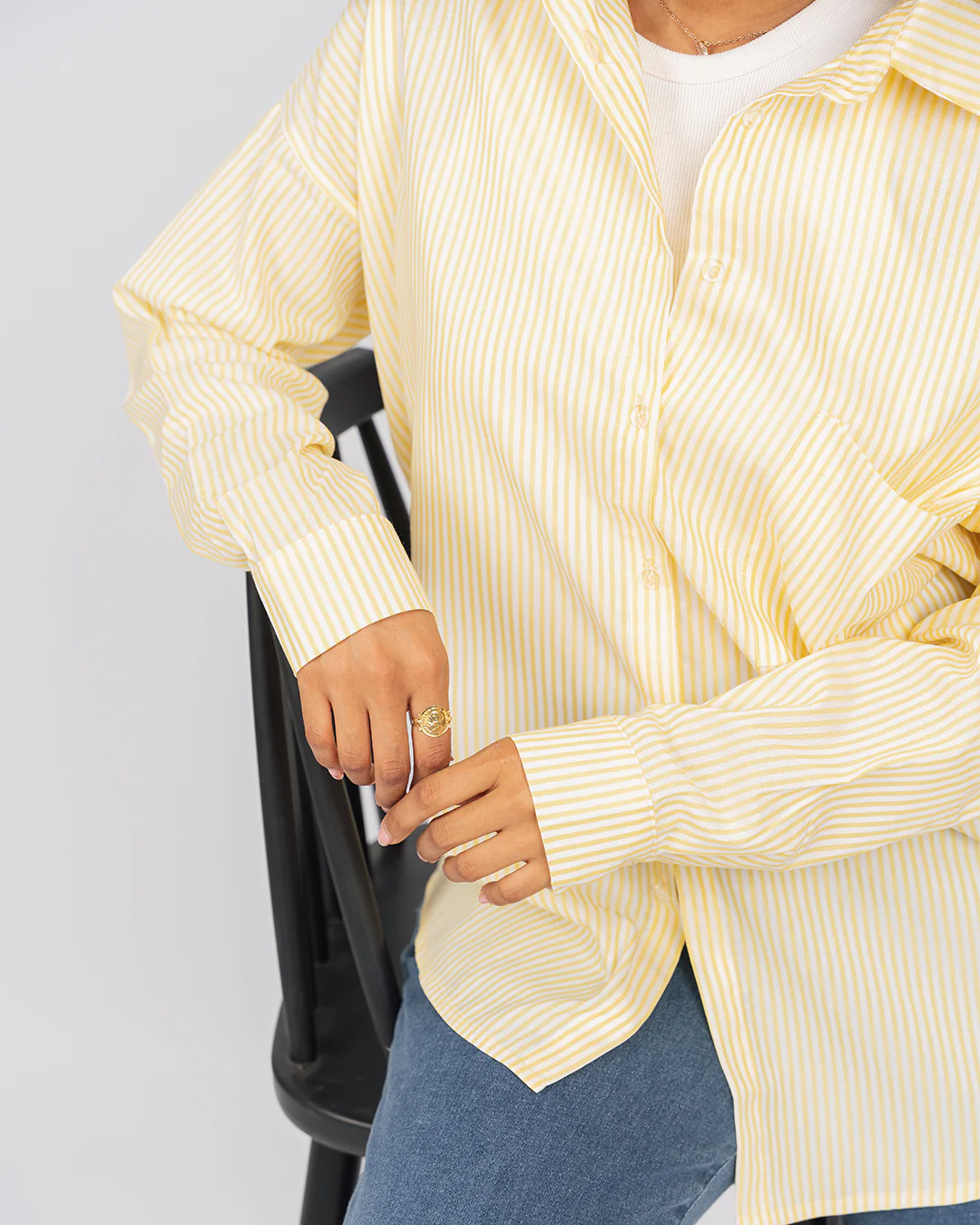 Chemise oversize rayée à manches longues - Image 12