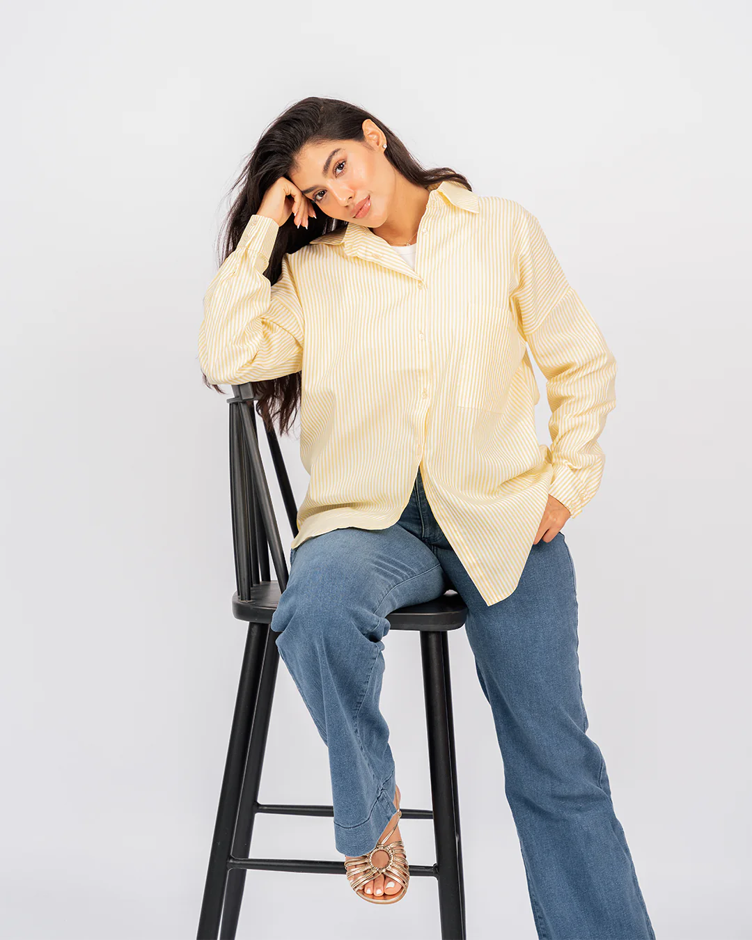 Chemise oversize rayée à manches longues - Image 14