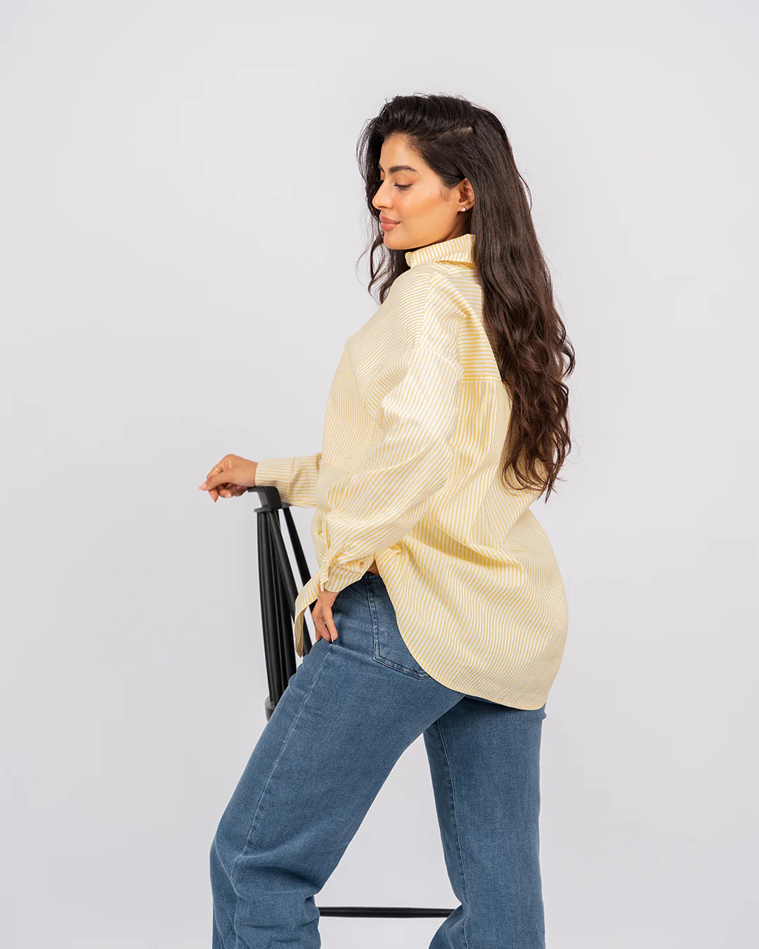 Chemise oversize rayée à manches longues - Image 15