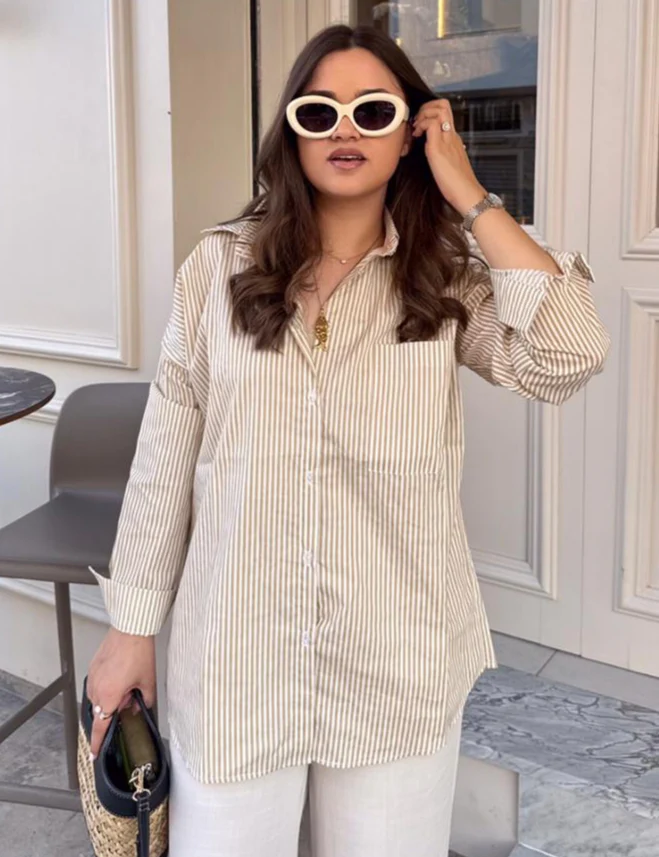 Chemise oversize rayée à manches longues - Image 18