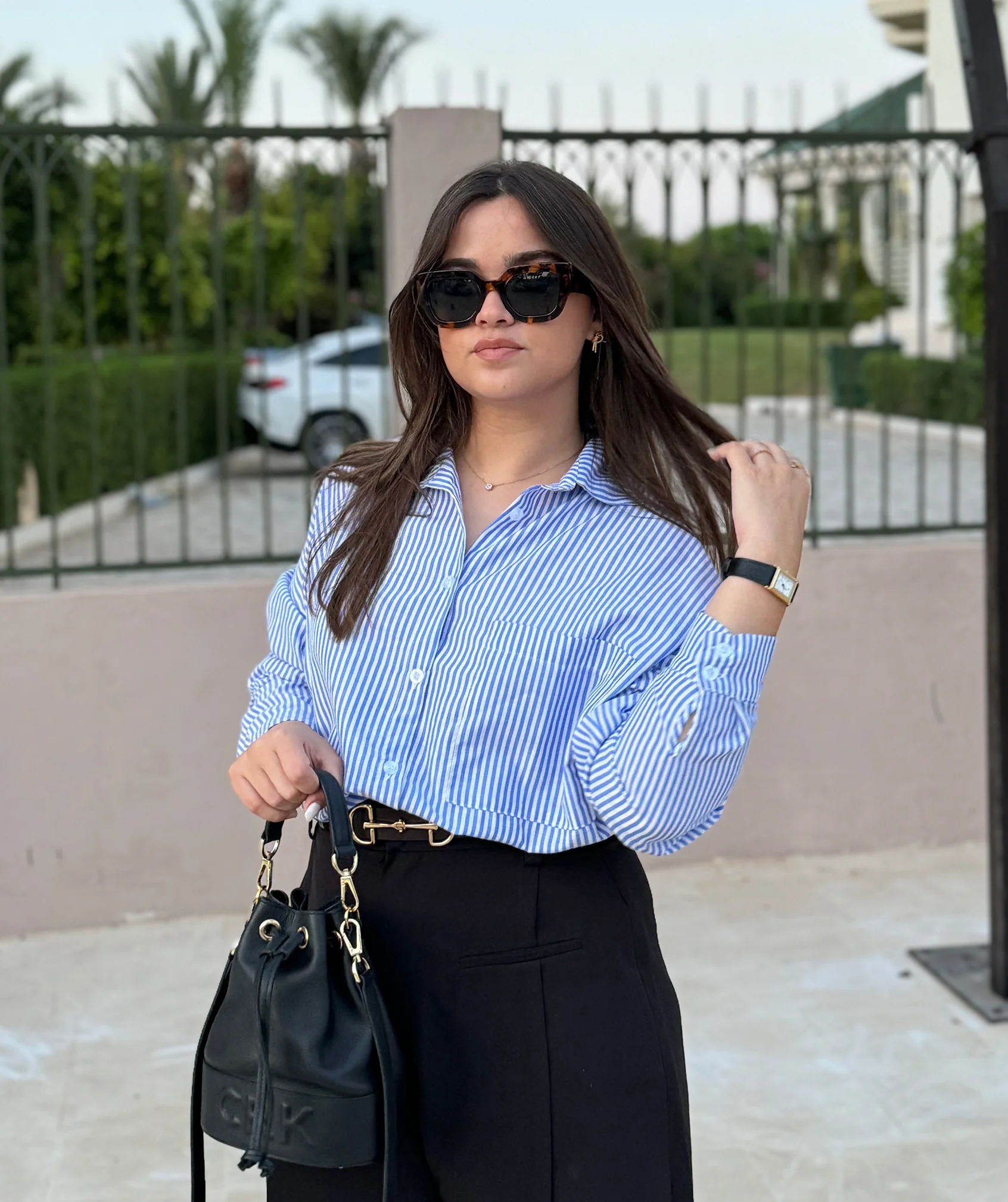 Chemise oversize rayée à manches longues - Image 4