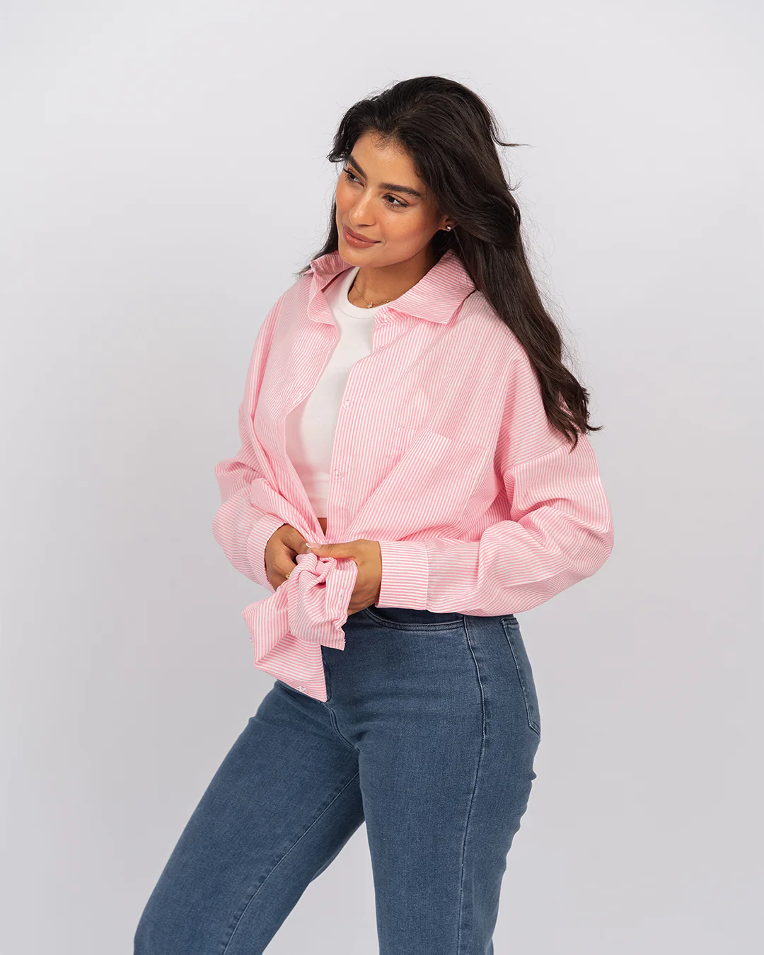 Chemise oversize rayée à manches longues - Image 5