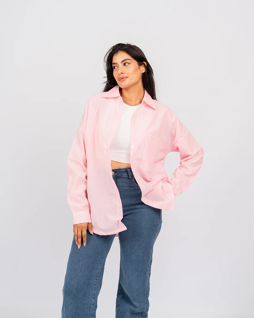 Chemise oversize rayée à manches longues - Image 8