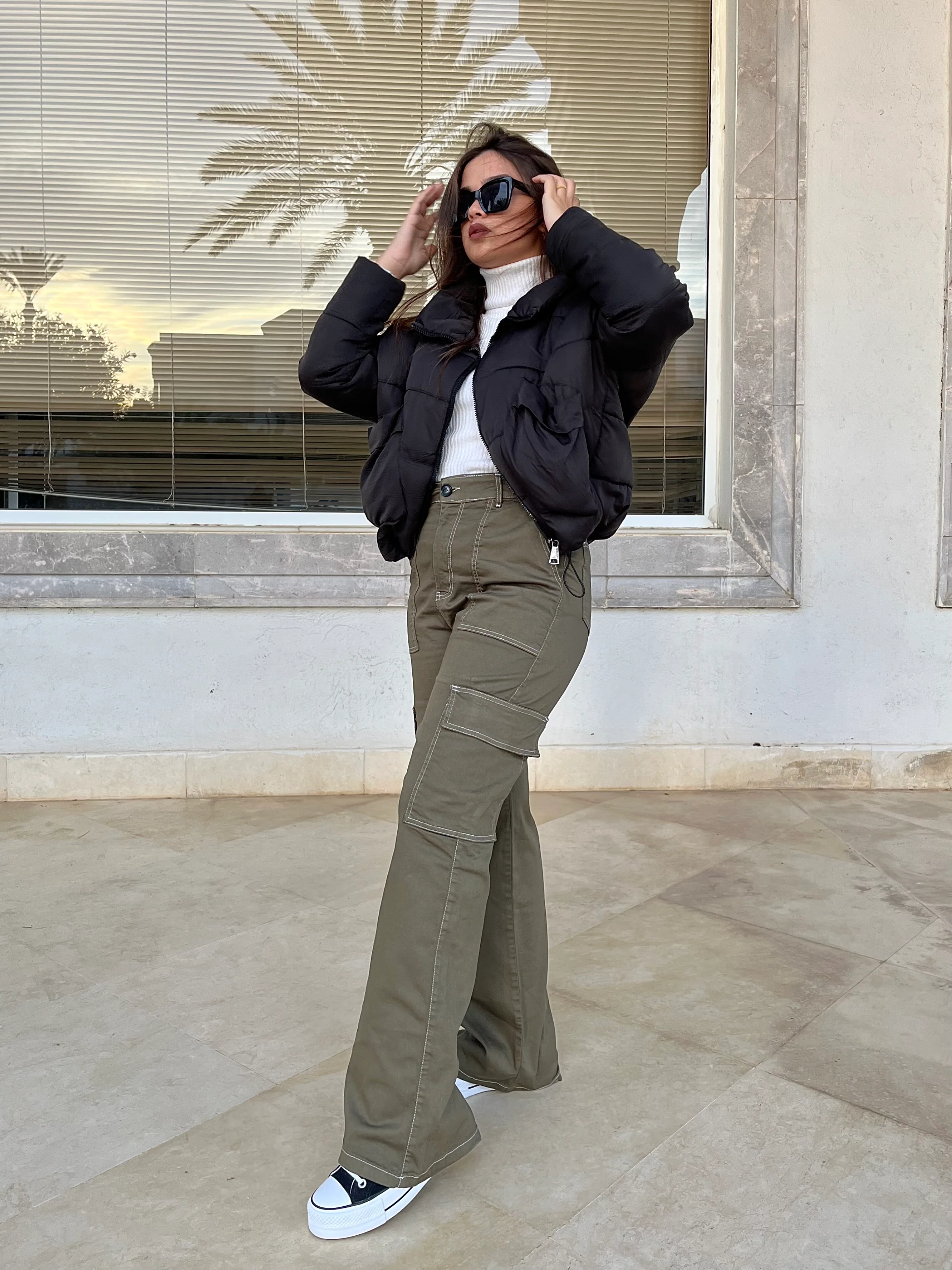 Pantalon Cargo Vert Wide Leg Taille Haute - Image 5