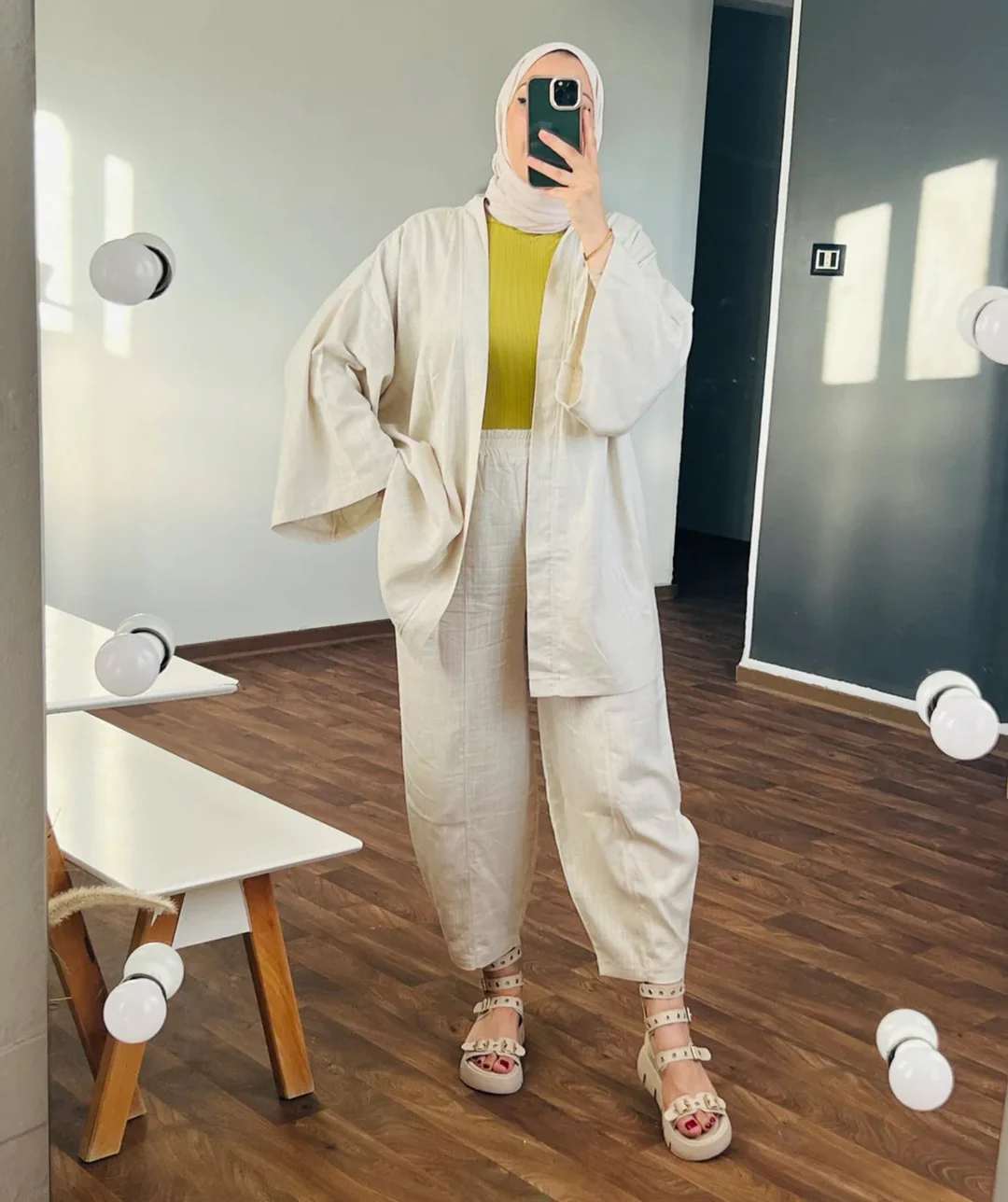 Ensemble kimono court en lin - Image 14