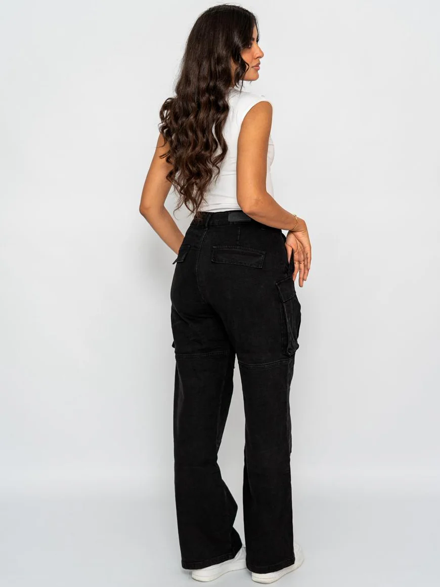 Jean Cargo Multi Poches Taille Haute - Image 3