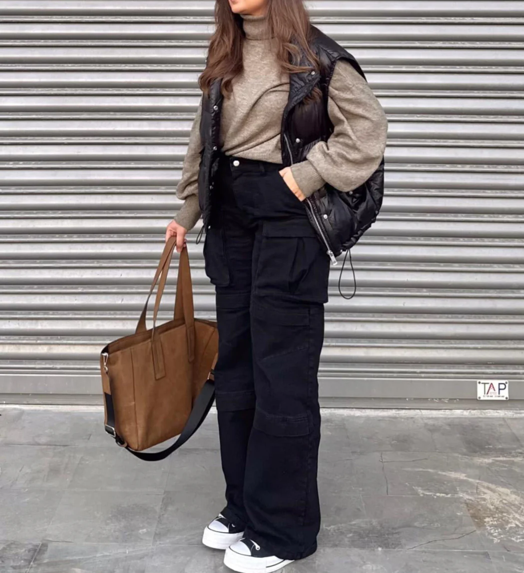 Jean Cargo Multi Poches Taille Haute - Image 6
