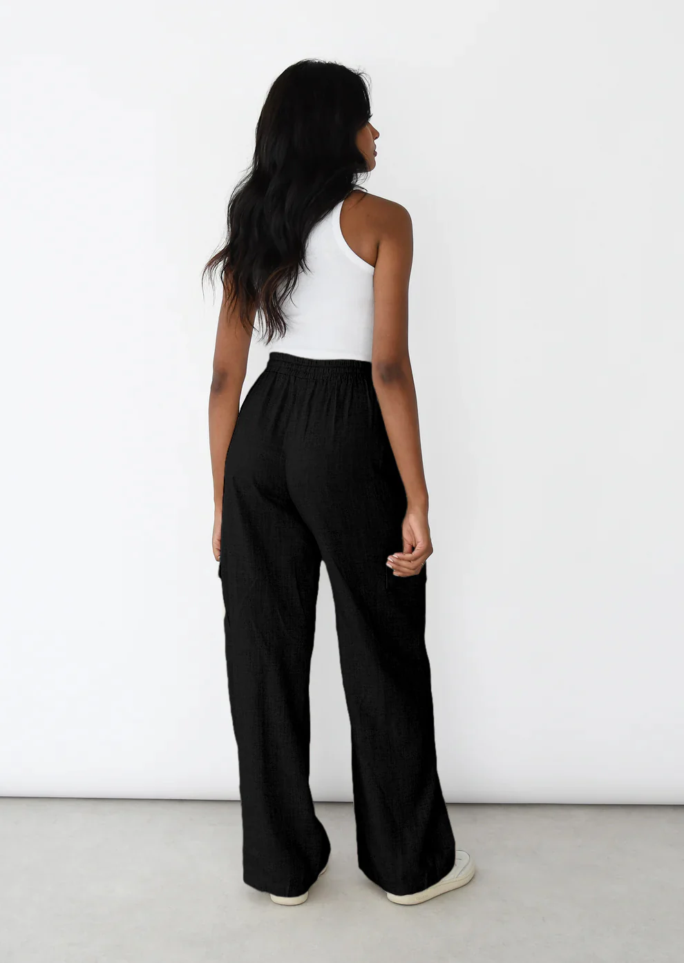 Pantalon Cargo Lin à taille élastique - Image 12