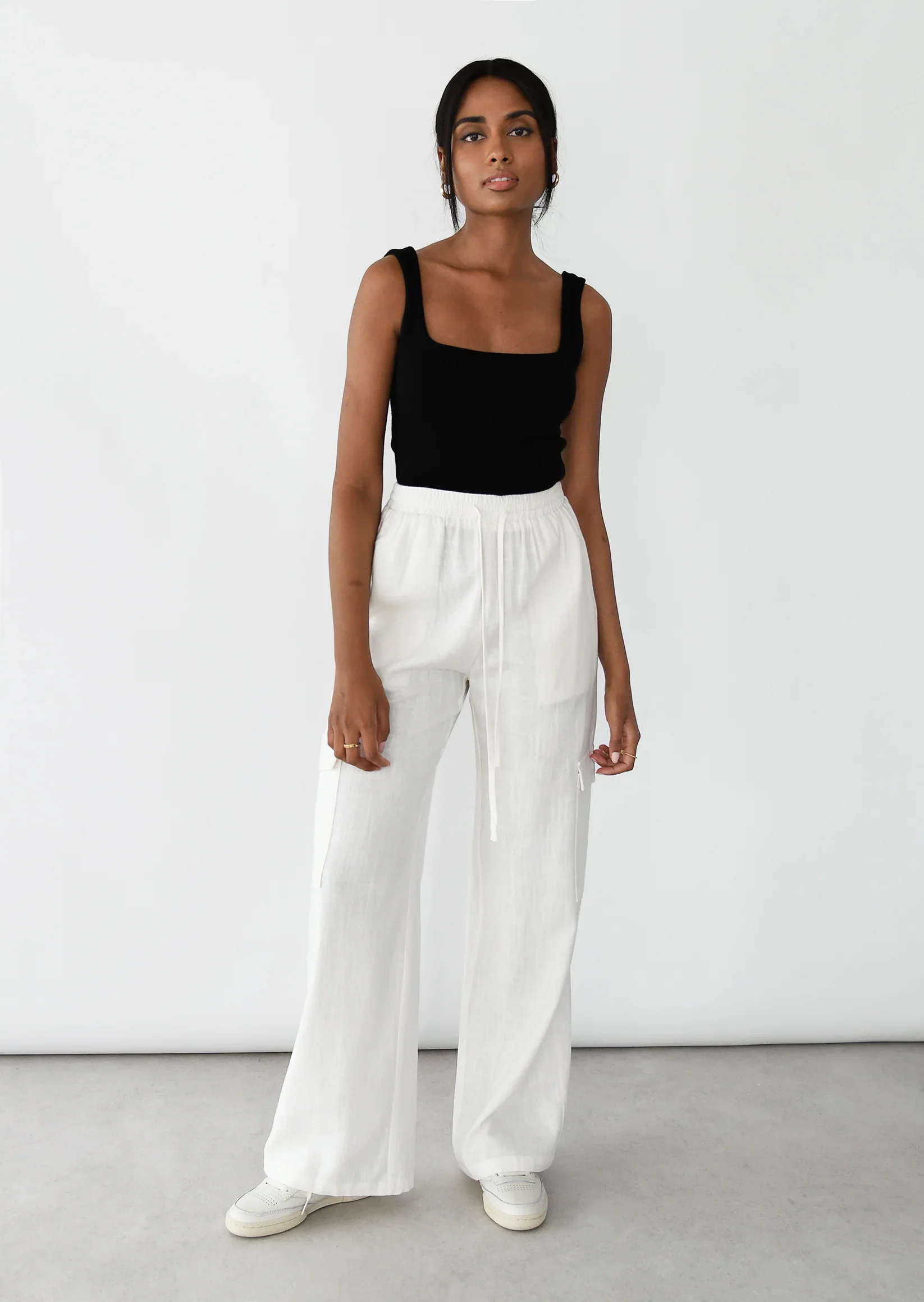 Pantalon Cargo Lin à taille élastique - Image 4