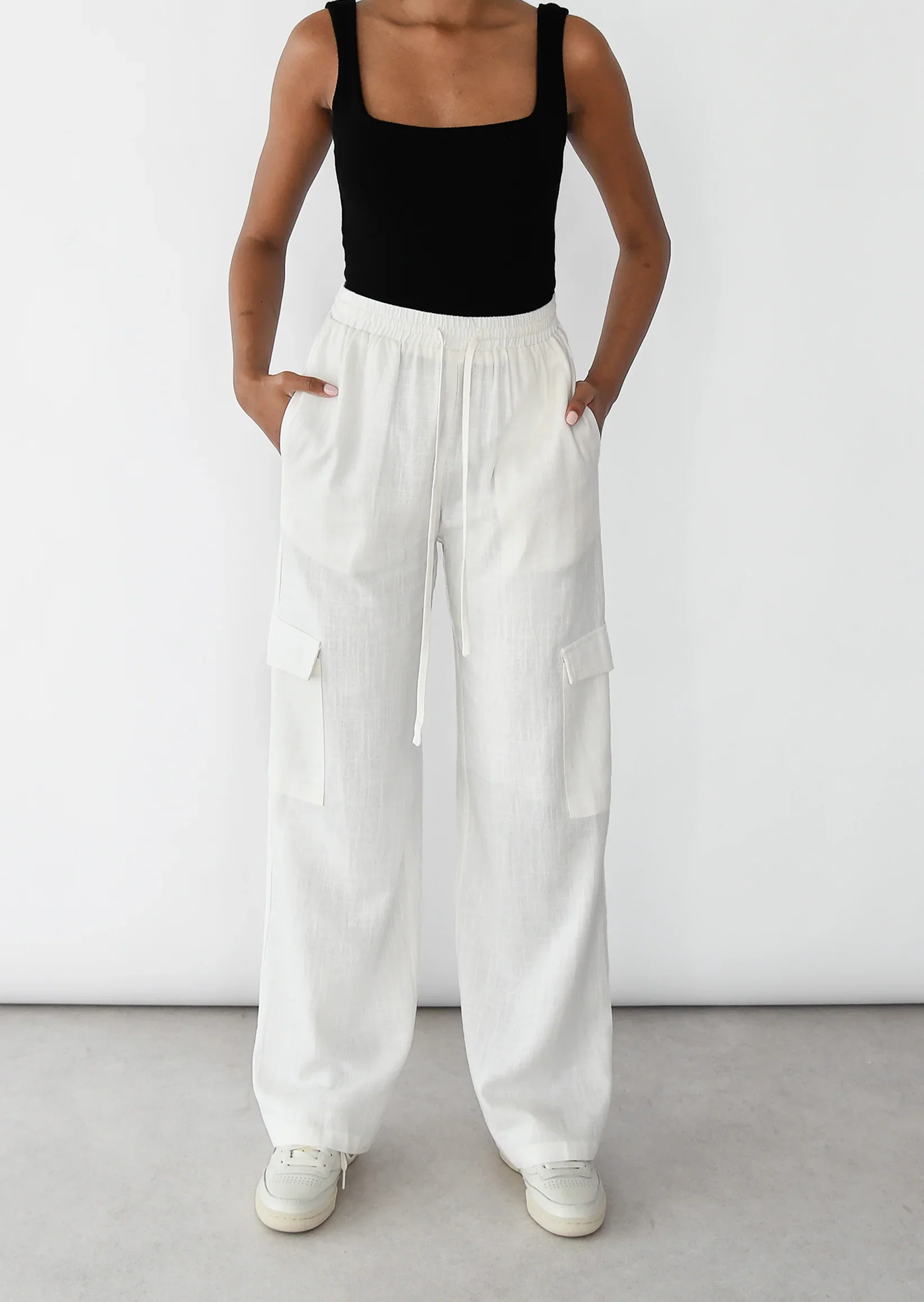 Pantalon Cargo Lin à taille élastique - Image 5