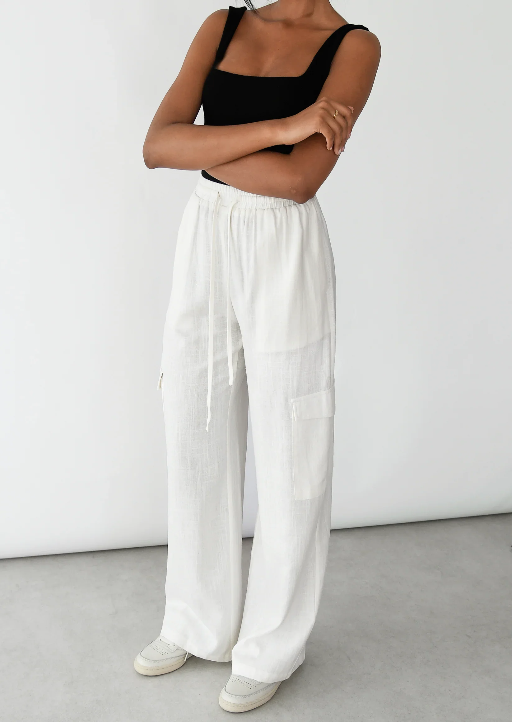 Pantalon Cargo Lin à taille élastique - Image 6