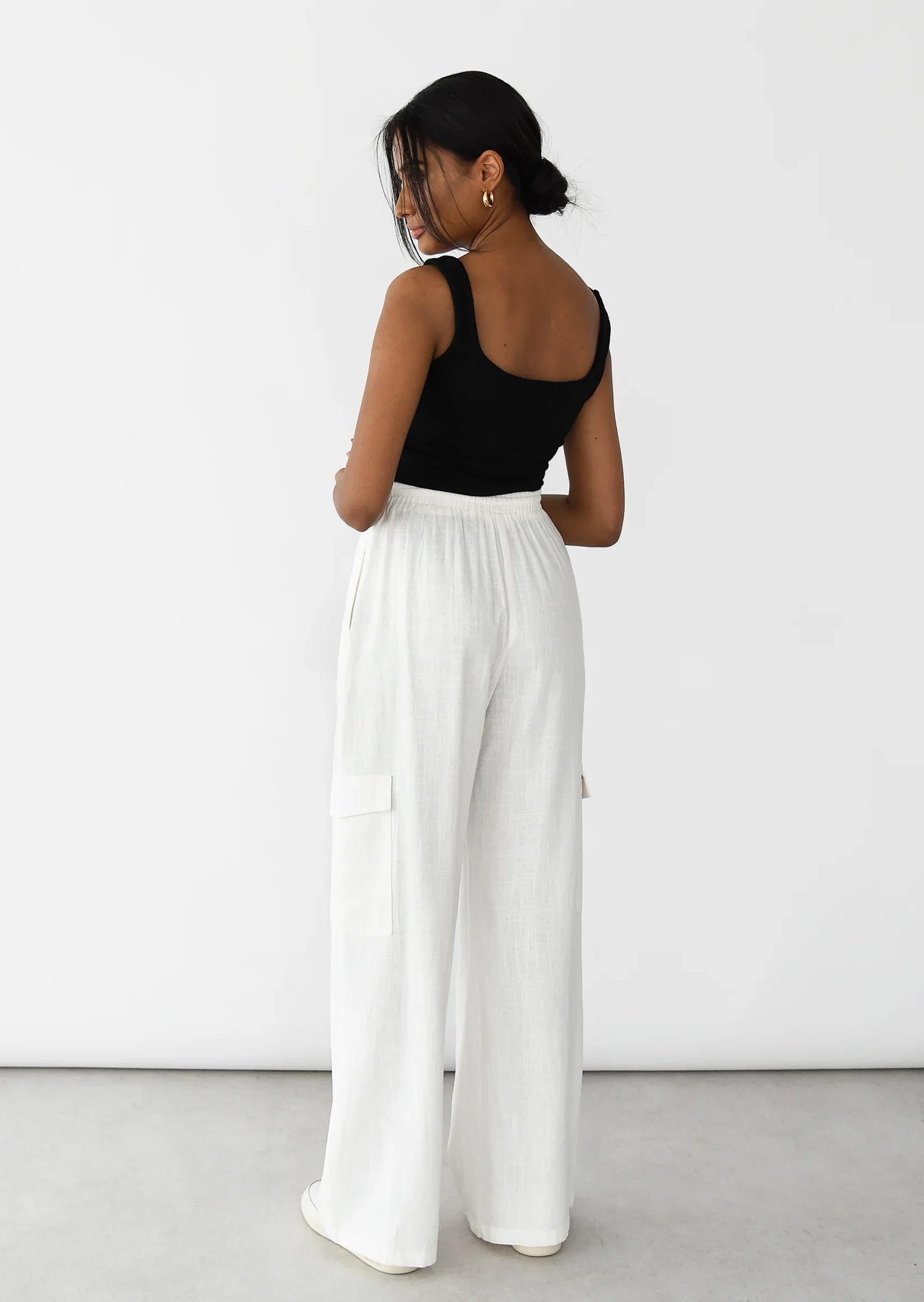 Pantalon Cargo Lin à taille élastique - Image 7