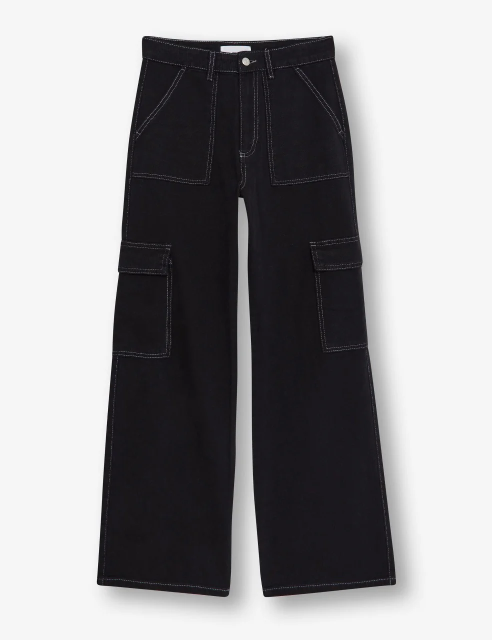 Pantalon Cargo Noir Wide Leg Taille Haute - Image 3