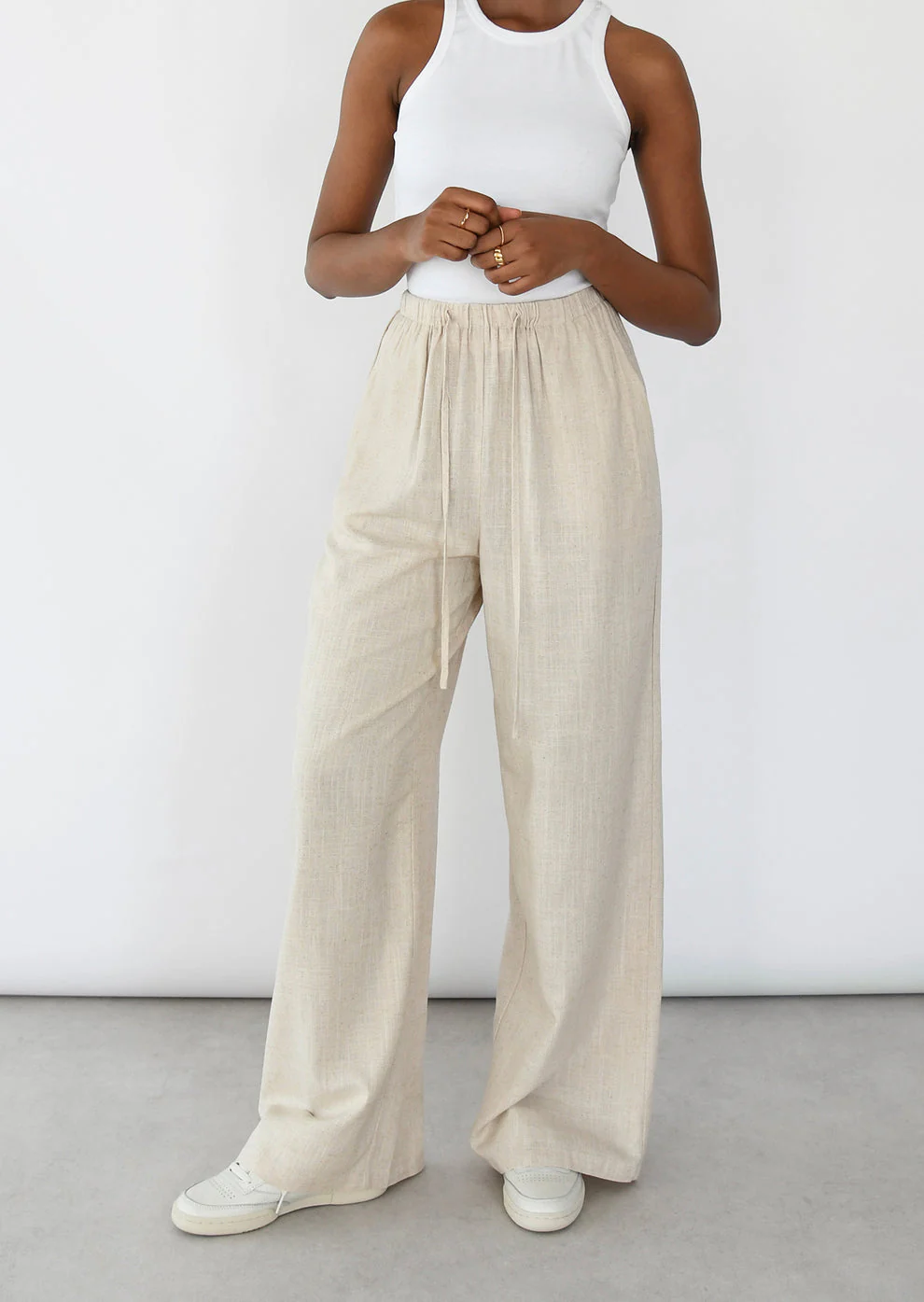 Pantalon en lin à taille élastique - Image 4